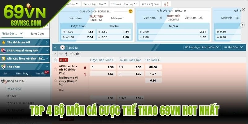 Top 4 bộ môn cá cược thể thao 69VN hot nhất